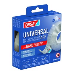 CINTA ADHESIVA DOBLE CARA NANO UNIVERSAL POWER 5KG 3 METROS x 30 MM TESA 55810-00002-00