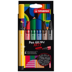 ESTUCHE ARTY CON 6 COLORES-ROTULADOR PREMIUM CON PUNTA BISELADA PEN 68 MAX STABILO 768/06-21