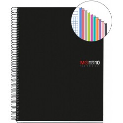 CUADERNO ESPIRAL NB-18 A5 200 HOJAS 5X5MM POLIPROPILENO NEGRO MIQUELRIUS 47044