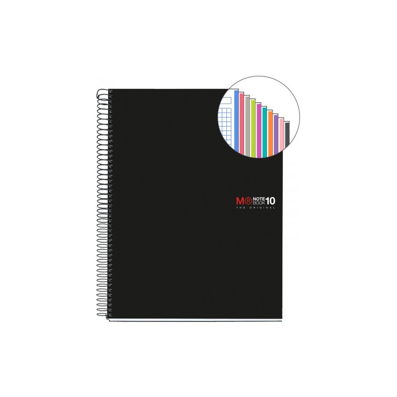 CUADERNO ESPIRAL NB-18 A5 200 HOJAS 5X5MM POLIPROPILENO NEGRO MIQUELRIUS 47044