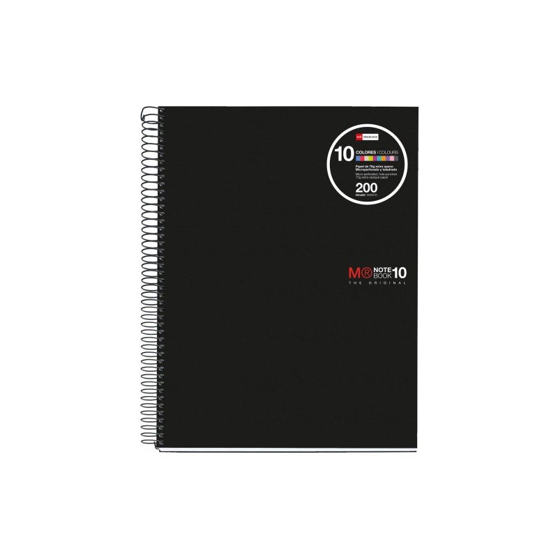 CUADERNO ESPIRAL NB-10 A4 200 HOJAS 5X5MM POLIPROPILENO NEGRO MIQUELRIUS 47009