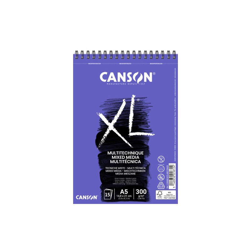 Canson XL Mix Media Bloc de hojas de papel para bellas artes 15 hojas