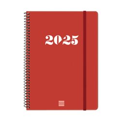 AGENDA 2025 BASIC MY E10 155X212MM SEMANA VISTA HORIZONTAL ROJO FINOCAM 743503025