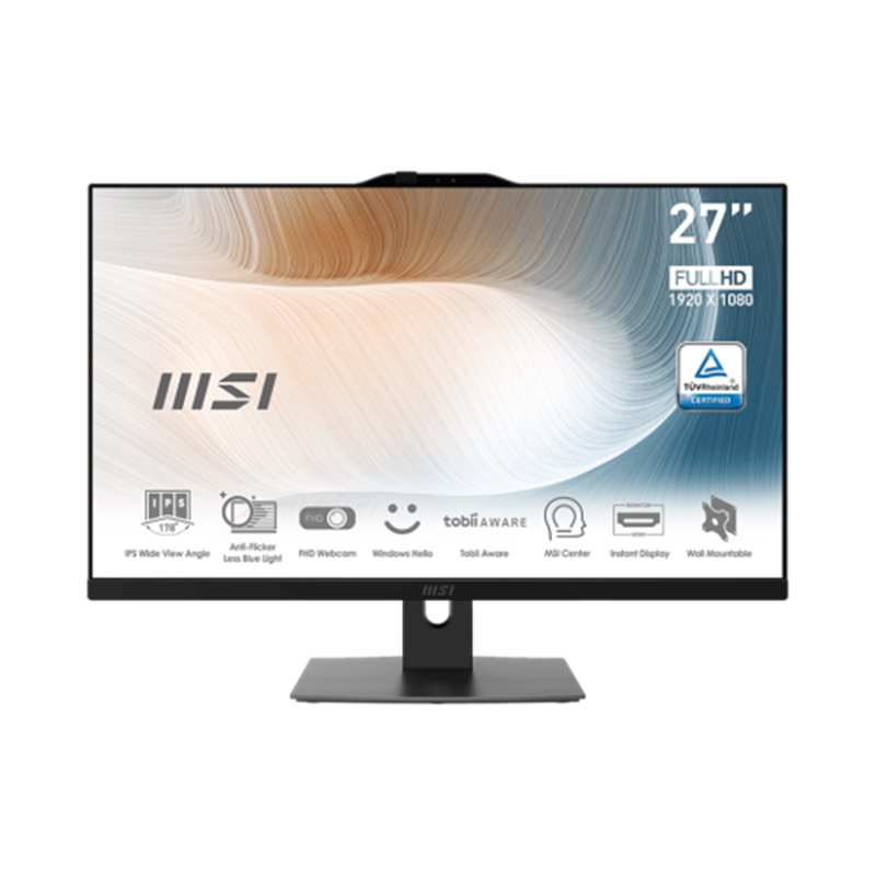 MSI AIO MODERN AM272P 12M-672ES .27" (69 CM)1920X1080 (FHD) I7-1260P .16GB(8GB*2)DDR4 SDRAM .PCIE GEN3X4 W/O DRAM NVME256GB*1 .W