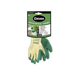 GUANTES DE TRABAJO ANTICORTES VIKING ALGODÓN/LATEX VERDE T9-GRANDE L CEGASA 100541