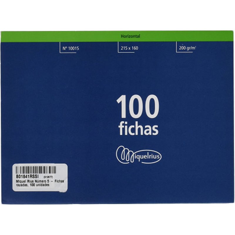 100 FICHAS DE CARTULINA RAYADA (200X120 MM) Nº. 4 MARIOLA 3114R