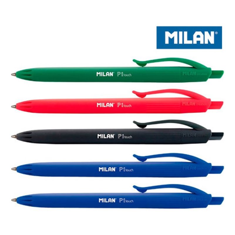 BLÍSTER 5 BOLÍGRAFOS P1 TOUCH (2 AZUL, NEGRO, ROJO Y VERDE) MILAN BWM10321