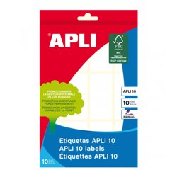 PACK 10 HOJAS (120 UDS) ETIQUETAS BLANCAS 26X54 APLI 1647