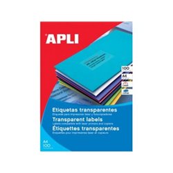 PACK 20 HOJAS (20 UDS) ETIQUETAS TRANSLUCIDAS 210X297MM APLI 1225