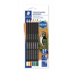 BLÍSTER CON 6 LÁPICES, UNO DE CADA COLOR (BLANCO, AMARILLO, ROJO, AZUL, VERDE Y NEGRO) STAEDTLER 10820BK6-C