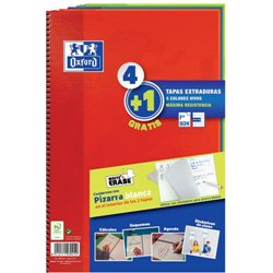 PACK 4+1 CUADERNO ESPIRAL CLASSIC W-E FOLIO 80 HOJAS 4X4 CON MARGEN COLORES VIVOS OXFORD 400122761