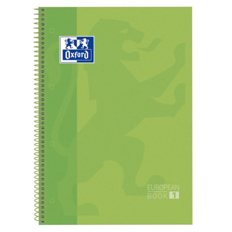 CUADERNO EUROPEANBOOK 1 TAPA EXTRADURA A4+ 80 HOJAS 5X5 COLOR VERDE MANZANA OXFORD 100430199