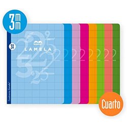 LIBRETA CUARTO 50 HOJAS RAYADO 3 MM-COLORES SURTIDOS LAMELA 06C003