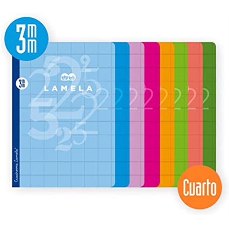 LIBRETA CUARTO 50 HOJAS RAYADO 3 MM-COLORES SURTIDOS LAMELA 06C003