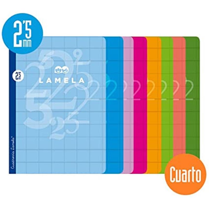 LIBRETA CUARTO 50 HOJAS RAYADO 2,5 MM-COLORES SURTIDOS LAMELA 06C002