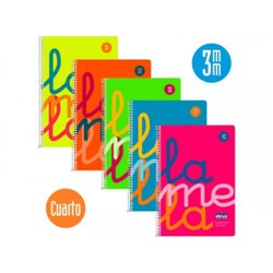 CUADERNO CUARTO FLÚOR POLIPROPILENO RAYADO 3 MM.COLORES SURTIDOS LAMELA 7CTP003S