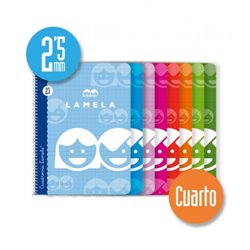 CUADERNO BASICO FORMATO 4º 40 HOJAS RAYADO 2,5 MM SURTIDOS LAMELA 07002