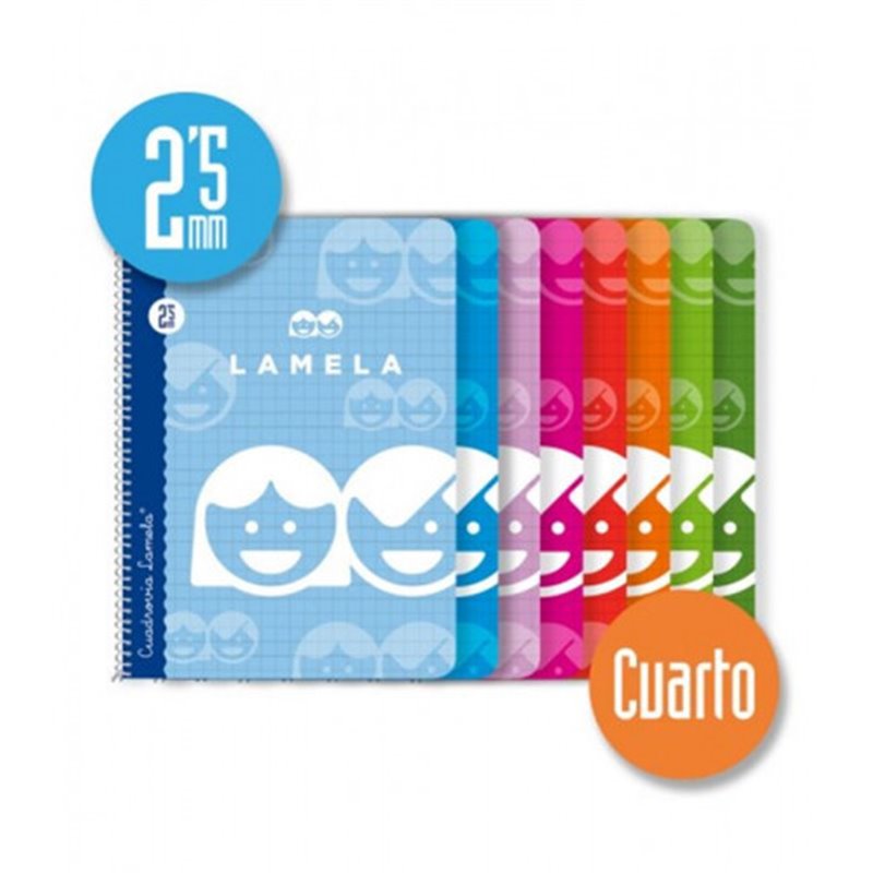 CUADERNO BASICO FORMATO 4º 40 HOJAS RAYADO 2,5 MM SURTIDOS LAMELA 07002