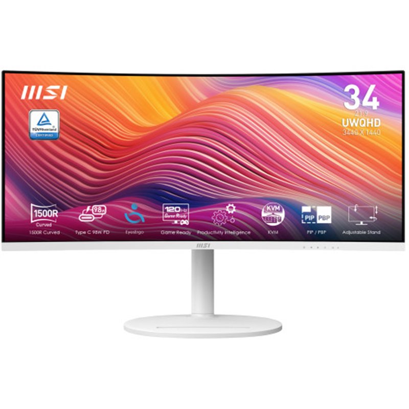 MSI Modern MD342CQPW pantalla para PC 86,4 cm (34") 3440 x 1440 Pixeles UltraWide Quad HD Blanco