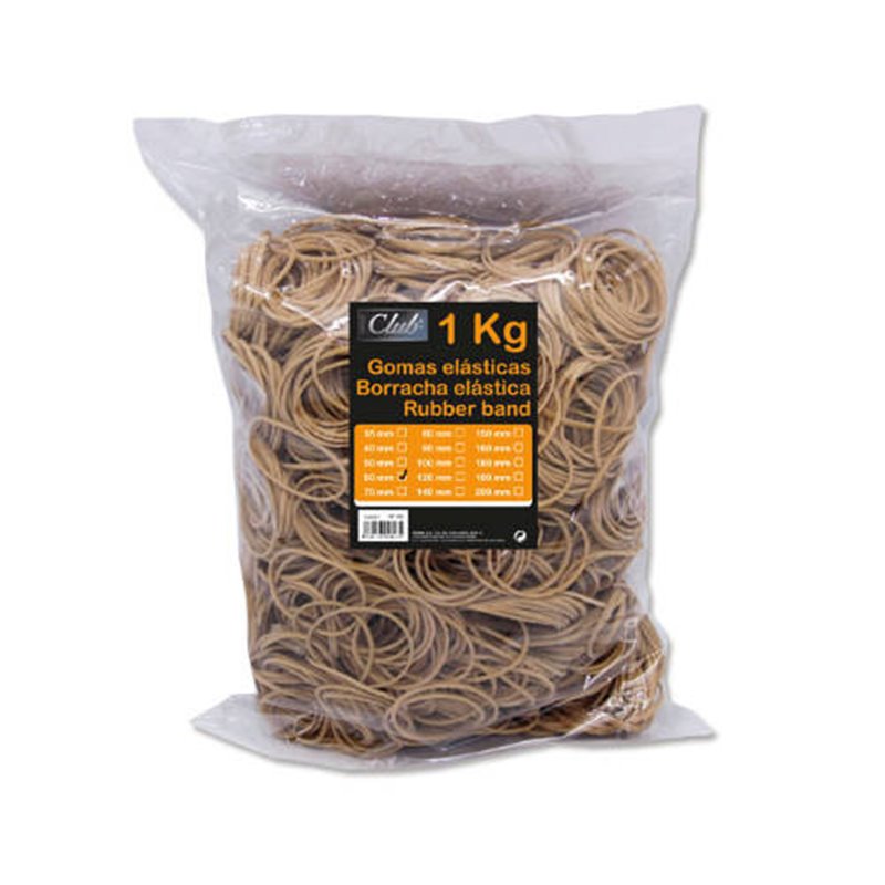 BOLSA 1 KG. GOMAS ELASTICAS Nº 60 DE 6 CM. LARGO OFFICE CLUB 300827