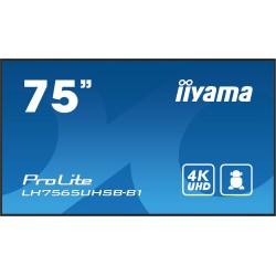 iiyama LH7565UHSB-B1 pantalla de señalización Diseño de quiosco 189,2 cm (74.5") LED Wifi 800 cd / m² 4K Ultra HD Negro Procesad