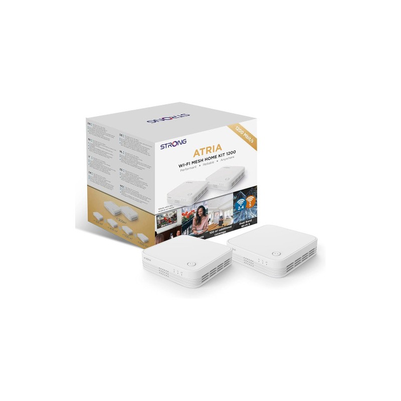 Strong WI-FI MESH HOME KIT 1200 sistema Wi-Fi Mesh (Wi-Fi en malla) Doble banda (2,4 GHz / 5 GHz) Wi-Fi 5 (802.11ac) Blanco 3 In