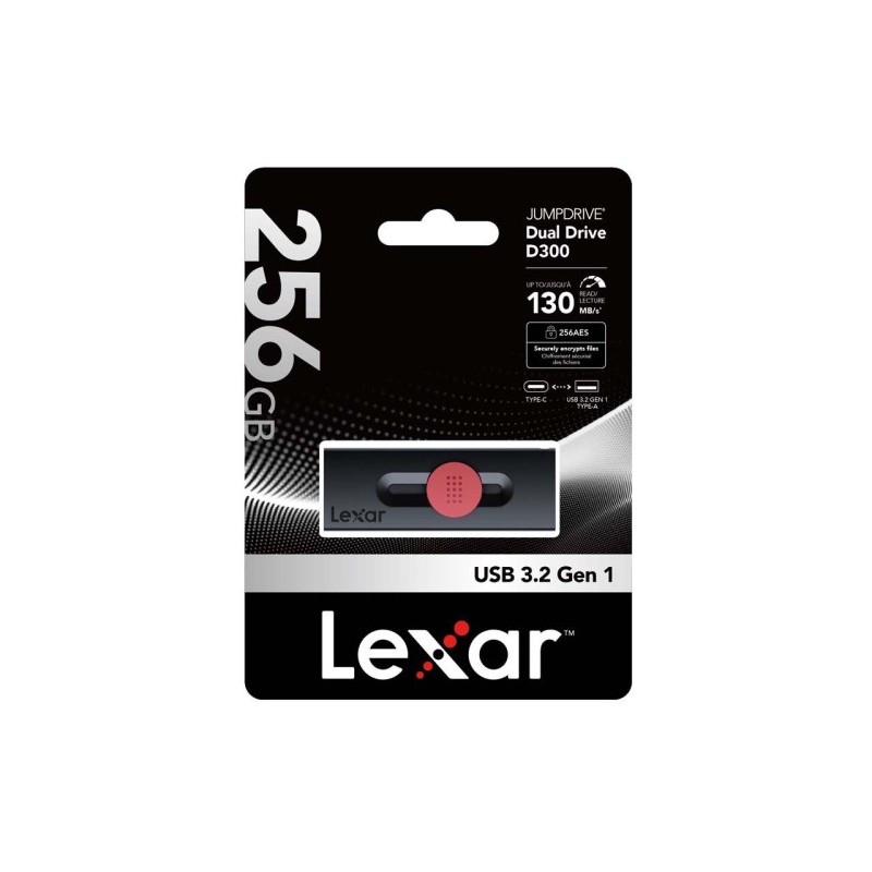 LEXAR 256GB DUAL TYPE-C AND TYPE-A USB 3.2 FLASH DRIVE, UP TO 130MB/S READ