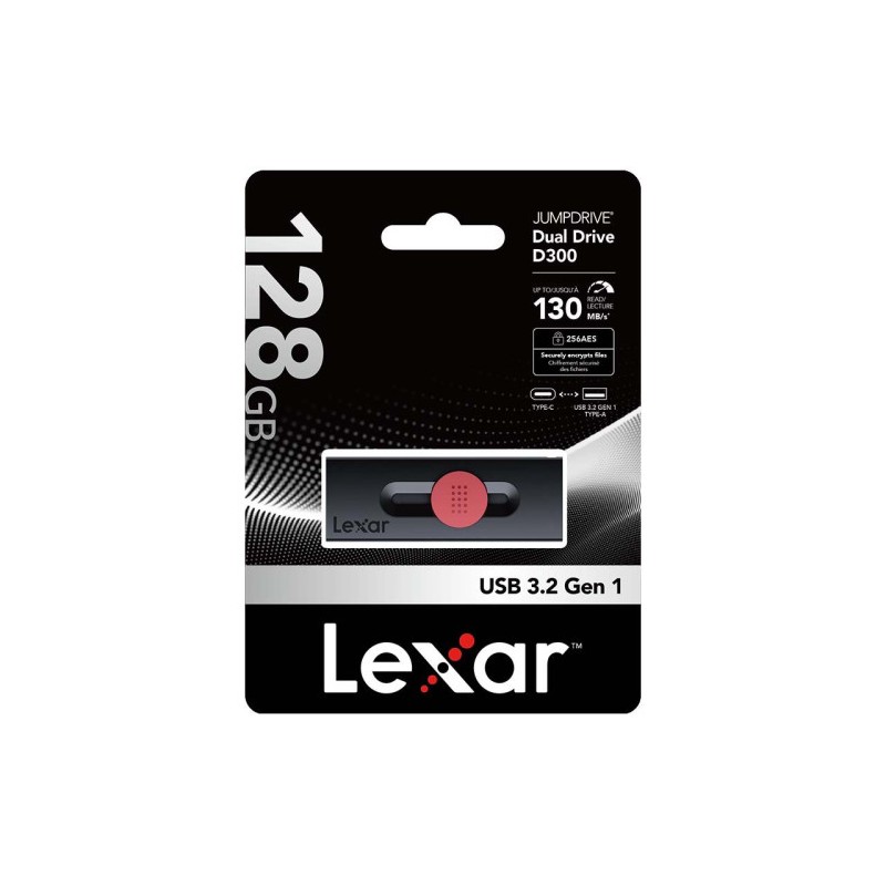 LEXAR 128GB DUAL TYPE-C AND TYPE-A USB 3.2 FLASH DRIVE, UP TO 130MB/S READ