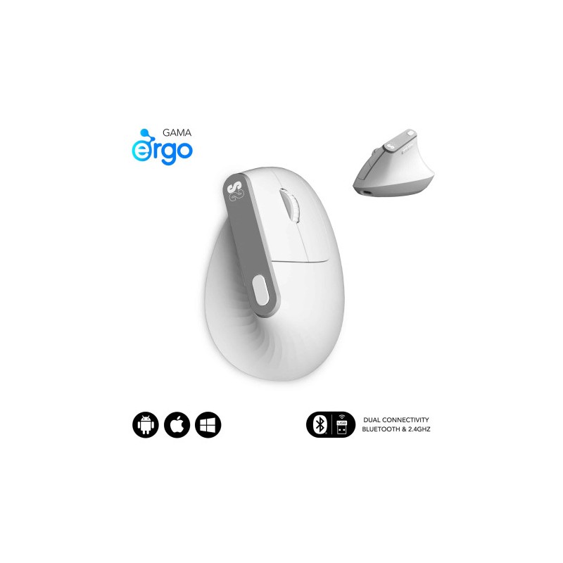 SUBBLIM NATURE VERTICAL ERGO DUAL MOUSE BATTERY WHITE