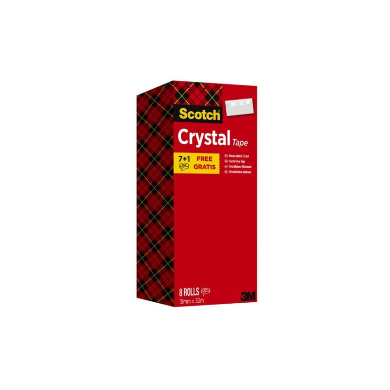 PACK 7+1 ROLLOS CINTA SUPERTRANSPARENTE 19MM X 33M CRYSTAL 6-1933R8 SCOTH 7100026961
