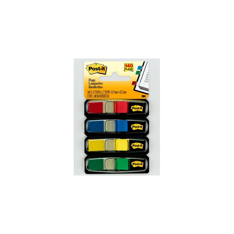 PACK 4 DISPENSADORES X 35 MARCADORES INDEX 11,9X43,2MM COLORES SURTIDOS 683-4 POST-IT 7000144923