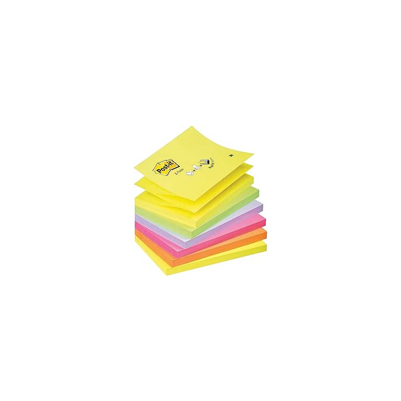 PACK 12 BLOCS 100 HOJAS Z-NOTES ADHESIVAS 76X76MM COLORES SURTIDOS FLÚOR R330-NR POST-IT 7100290154