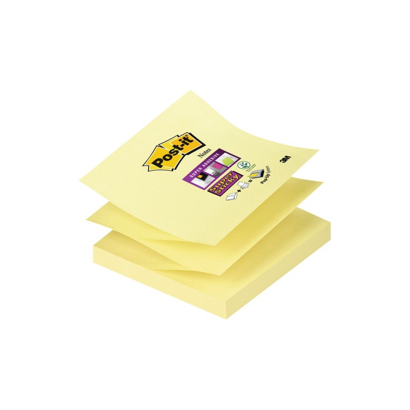 PACK 12 BLOCS 90 HOJAS Z-NOTES ADHESIVAS 76X76MM SUPER STICKY CANARY YELLOW CAJA CARTÓN R330-12SS-CY POST-IT 7100290161