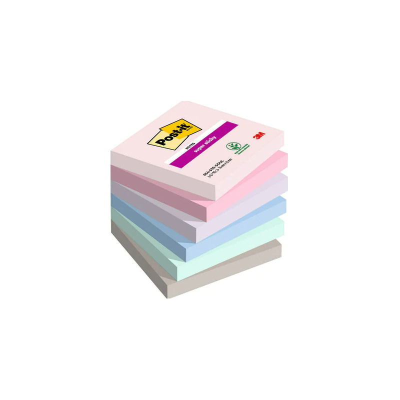 PACK 6 BLOCS 90 HOJAS NOTAS ADHESIVAS 76X76MM SUPER STICKY COLECCIÓN SOULFUL 654-6SS-SOUL POST-IT 7100259204
