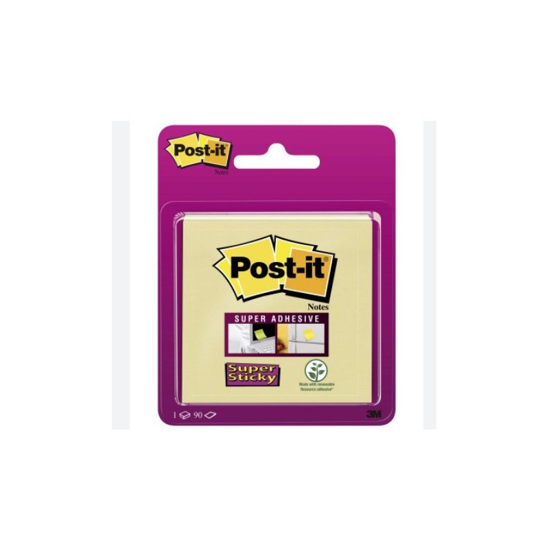 BLISTER BLOC 90 HOJAS NOTAS ADHESIVAS 76X76MM SUPER STICKY 654 CANARY YELLOW 6920SS-CY-EU POST-IT 7100172338