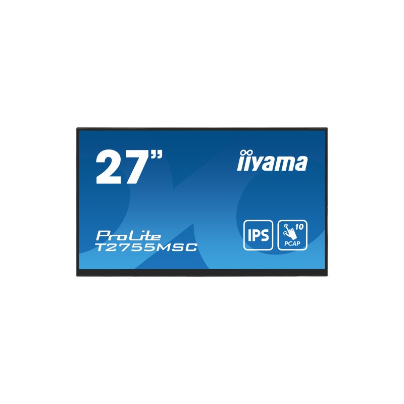 MONITOR IIYAMA 27" IPS BONDED PCAP 10P TOUCH, 1920X1080, FLAT BEZEL FREE GLASS FRONT, HDMI, DISPLAYPORT, 360CD/M², USB HUB 2X 3.