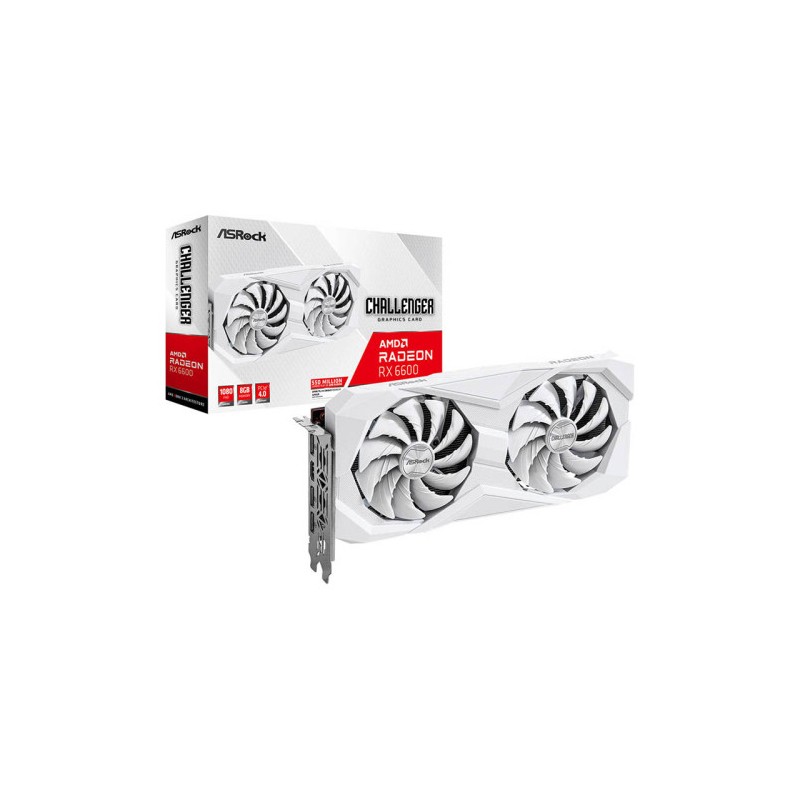 VGA ASROCK RX6600 CLW 8G (WHITE),AMD,RX6600,8GB,GDDR6,128BIT,HDMI+3DP (2 VENTILADORES)