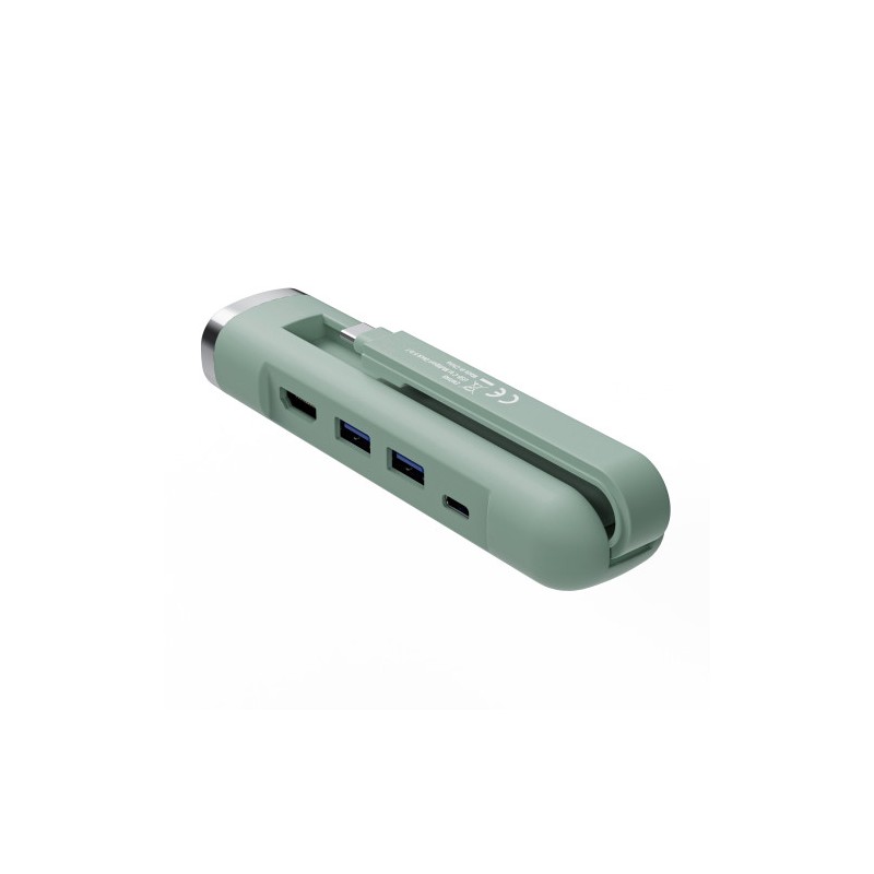 Ewent EW1148 base para portátil y replicador de puertos Alámbrico USB 3.2 Gen 1 (3.1 Gen 1) Type-C Verde