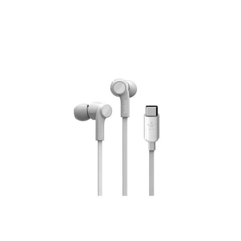 Belkin ROCKSTAR Auriculares Alámbrico Dentro de oído Llamadas/Música USB Tipo C Blanco