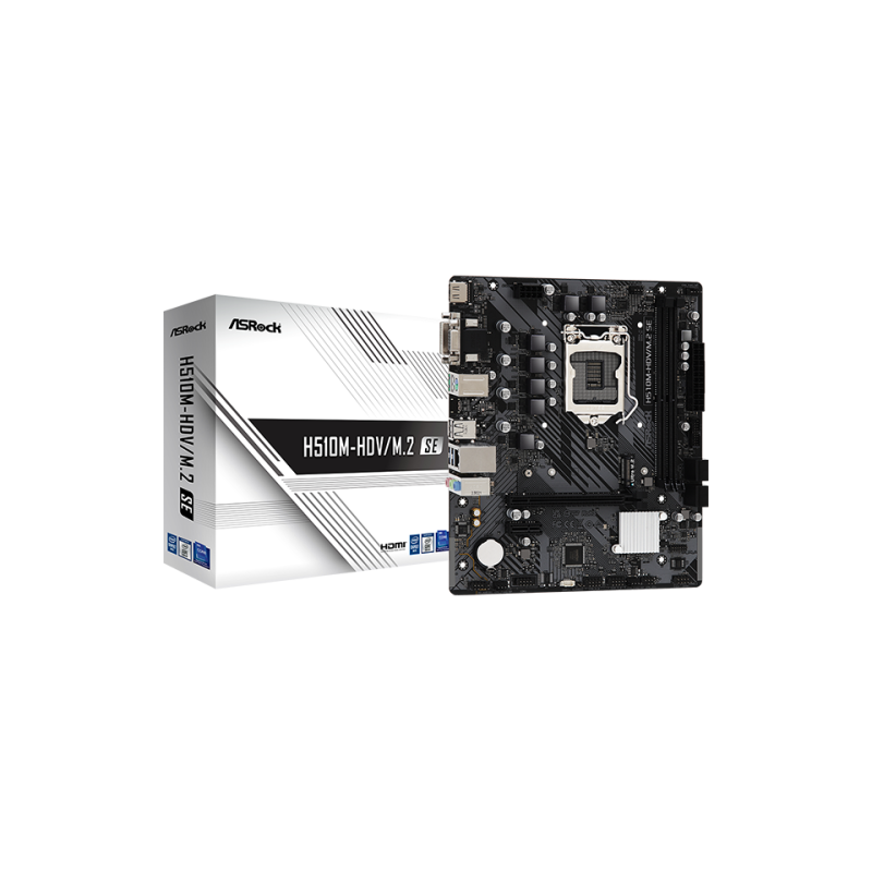 PLACA ASROCK H510M-HDV/M.2 SE,INTEL,1200,H470,2DDR4,64GB,VGA+DVI+HDMI,GBLAN,4SATA3,6USB3.2+M.2,MATX