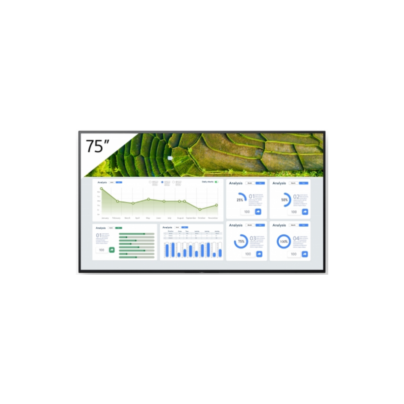 Sony FW-75BZ30L pantalla de señalización Pantalla plana para señalización digital 190,5 cm (75") LCD Wifi 440 cd / m² 4K Ultra H