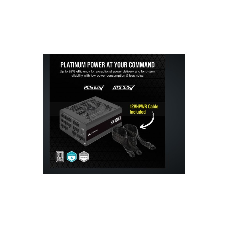 FUENTE ALIMENT. CORSAIR HX1000I 1000 WATT 80+ PLATINUM PCI E5 ATX 3.0 CP-9020259-EU