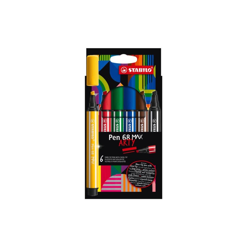 ESTUCHE ARTY CON 6 COLORES-ROTULADOR PREMIUM CON PUNTA BISELADA PEN 68 MAX STABILO 768/06-21