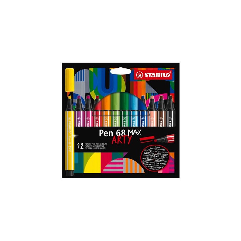 ESTUCHE ARTY CON 12 COLORES-ROTULADOR PREMIUM CON PUNTA BISELADA PEN 68 MAX STABILO 768/12-21