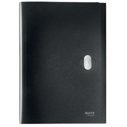 CARPETA POLIPROPILENO ACORDEON 5 POSICIONES+BOLSILLO FRONTAL BROCHE GIRATORIO A4 RECYCLE NEGRO LEITZ 46240095