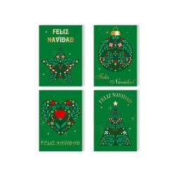 TARJETA FELICITACIÓN NAVIDAD FOIL GREEN/GOLD BISMARK 330895