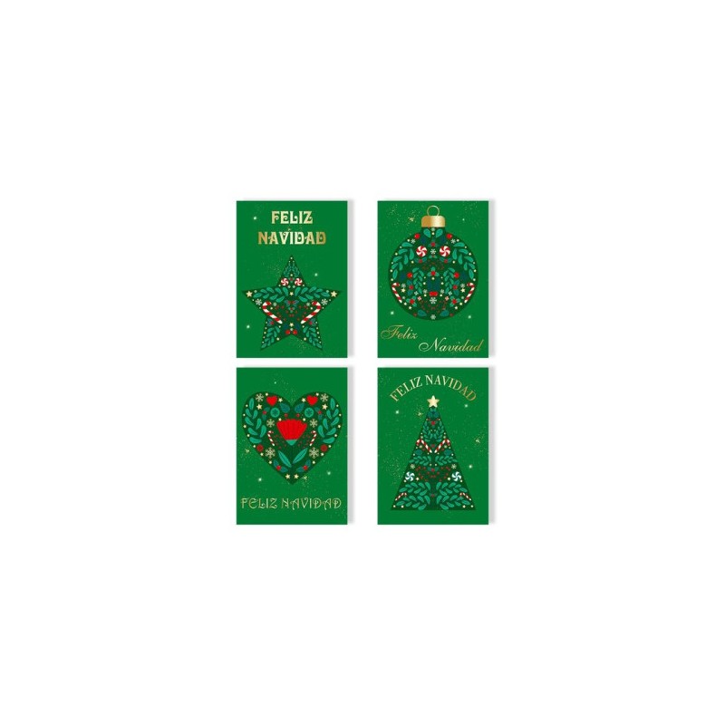 TARJETA FELICITACIÓN NAVIDAD FOIL GREEN/GOLD BISMARK 330895