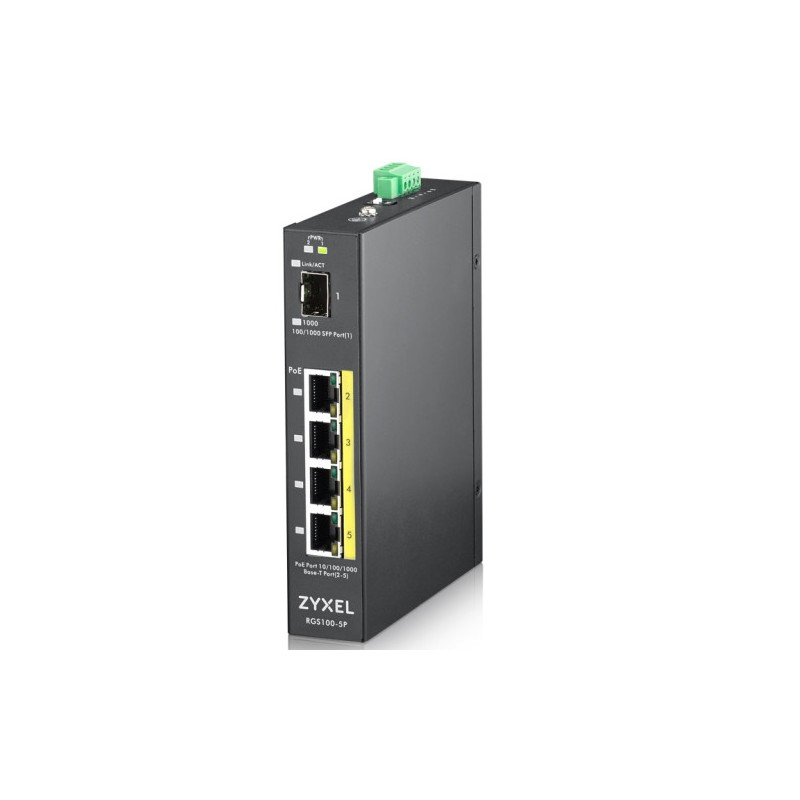 Zyxel RGS100-5P No administrado L2 Gigabit Ethernet (10/100/1000) Energía sobre Ethernet (PoE) Negro