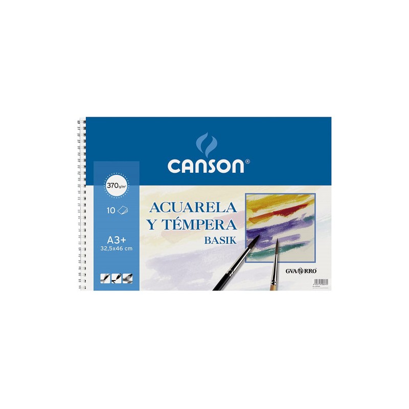 BLOC ESCOLAR BASIK 370 GR. PARA TÉMPERA Y ACUARELA  A3+ 10 HOJAS GUARRO CANSON C200400697