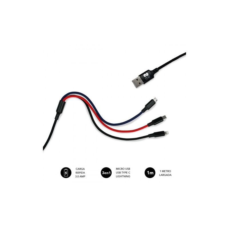 SUBBLIM Cable Premium 3in1 3.0 (Micro USB+Type C+Lightning)